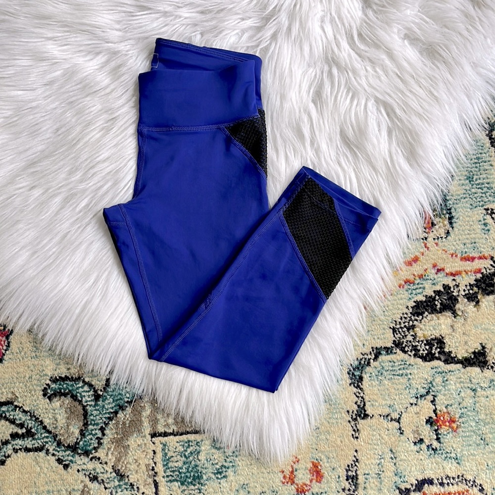 DKNY Mesh Panel Cropped Legging, Blue/Black, XS